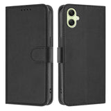 For-Samsung-Galaxy-A06-5G-/-Galaxy-A07-5G-Leather-Case-Solid-Color-Phone-Cover-with-Wallet-Black