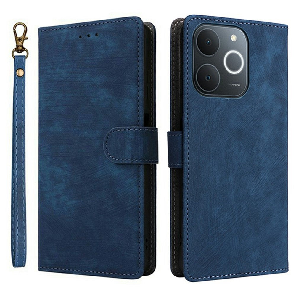 Wallet-Case-for-Realme-Note-70T-4G-/-Note-70-4G-/-Narzo-80-Lite-4G-/-Realme-C71-4G-(India)-RFID-Blocking-PU-Leather-Phone-Cover-Stand-with-Strap-Blue