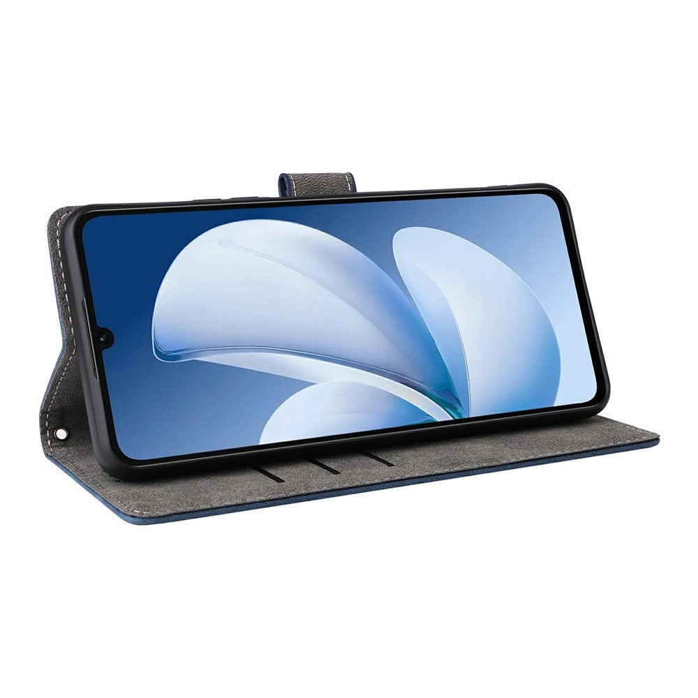 Wallet-Case-for-Realme-Note-70T-4G-/-Note-70-4G-/-Narzo-80-Lite-4G-/-Realme-C71-4G-(India)-RFID-Blocking-PU-Leather-Phone-Cover-Stand-with-Strap-Blue