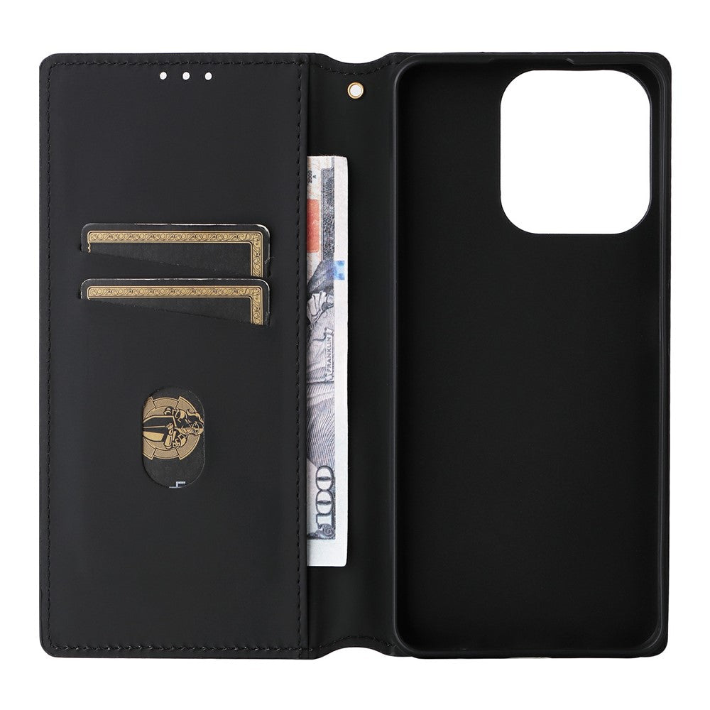 Leather-Case-for-Realme-Note-70T-4G-/-Note-70-4G-/-Narzo-80-Lite-4G-/-Realme-C71-4G-(India)-Wallet-Rhombus-Imprinted-Phone-Cover-Red