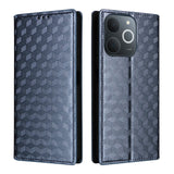 Leather-Case-for-Realme-Note-70T-4G-/-Note-70-4G-/-Narzo-80-Lite-4G-/-Realme-C71-4G-(India)-Wallet-Rhombus-Imprinted-Phone-Cover-Blue