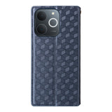 Leather-Case-for-Realme-Note-70T-4G-/-Note-70-4G-/-Narzo-80-Lite-4G-/-Realme-C71-4G-(India)-Wallet-Rhombus-Imprinted-Phone-Cover-Blue