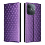 Leather-Case-for-Realme-Note-70T-4G-/-Note-70-4G-/-Narzo-80-Lite-4G-/-Realme-C71-4G-(India)-Wallet-Rhombus-Imprinted-Phone-Cover-Purple