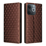 Leather-Case-for-Realme-Note-70T-4G-/-Note-70-4G-/-Narzo-80-Lite-4G-/-Realme-C71-4G-(India)-Wallet-Rhombus-Imprinted-Phone-Cover-Brown