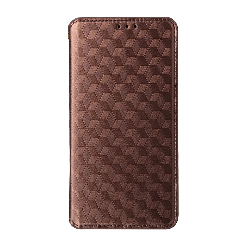 Leather-Case-for-Realme-Note-70T-4G-/-Note-70-4G-/-Narzo-80-Lite-4G-/-Realme-C71-4G-(India)-Wallet-Rhombus-Imprinted-Phone-Cover-Brown