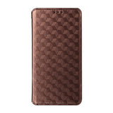 Leather-Case-for-Realme-Note-70T-4G-/-Note-70-4G-/-Narzo-80-Lite-4G-/-Realme-C71-4G-(India)-Wallet-Rhombus-Imprinted-Phone-Cover-Brown