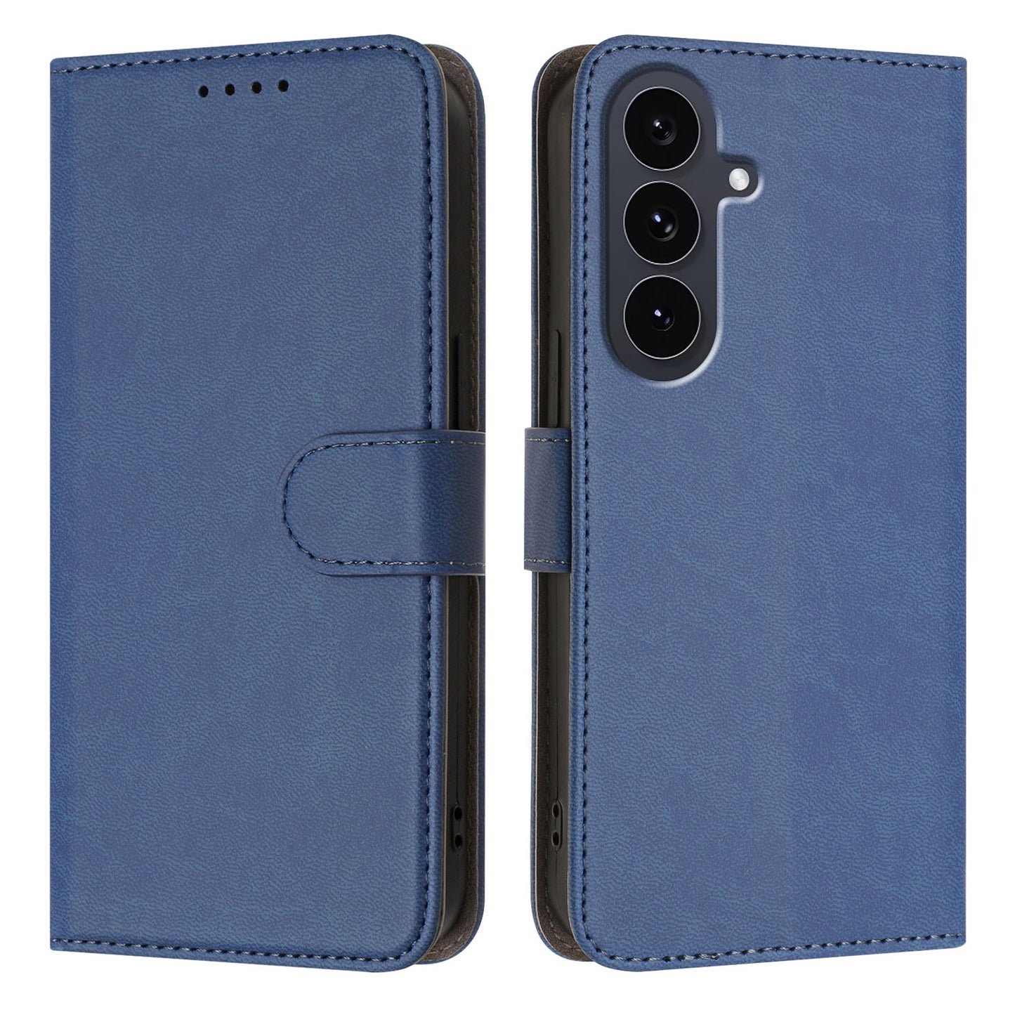 For-Samsung-Galaxy-S25-FE-Leather-Case-Solid-Color-Phone-Cover-with-Wallet-Sapphire