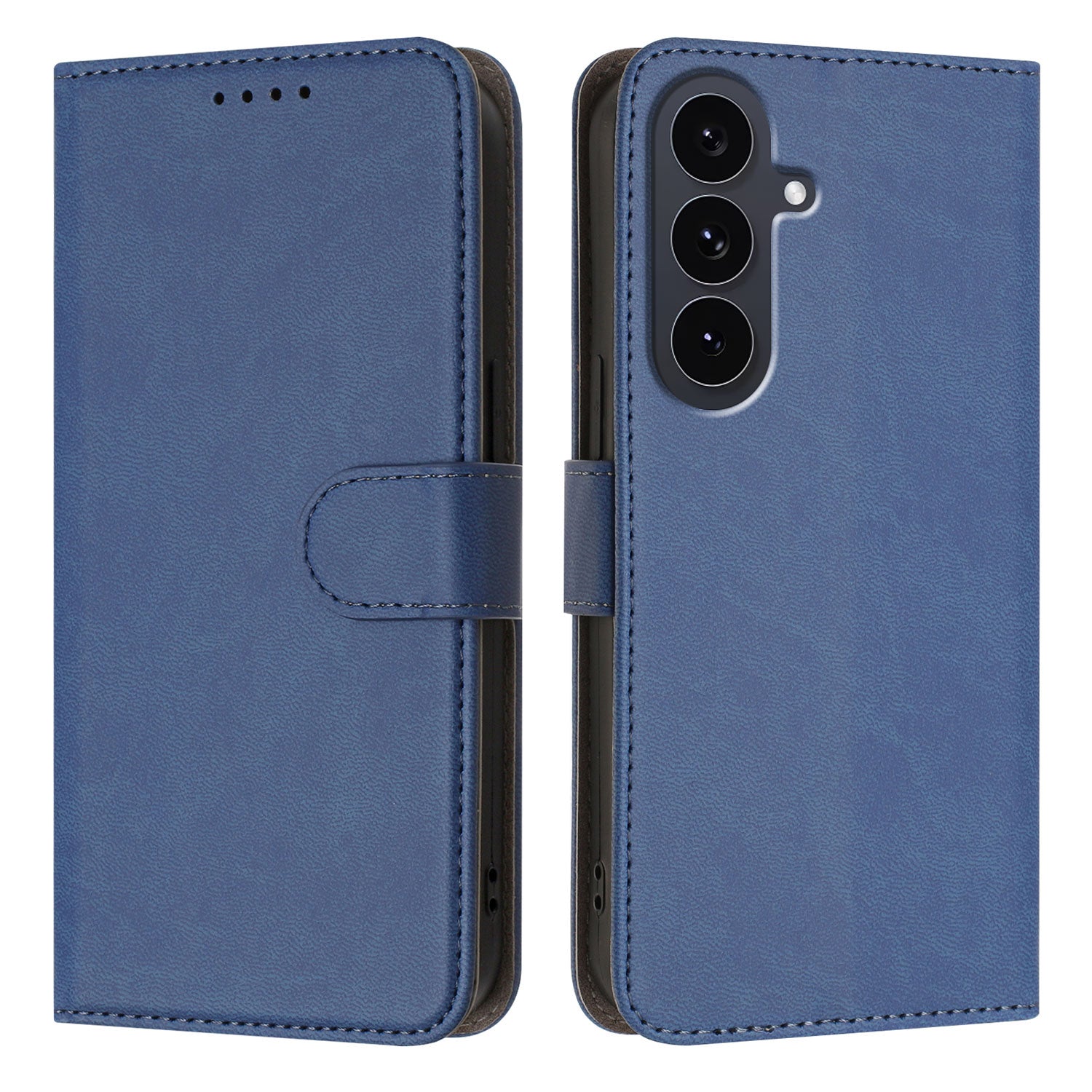 For-Samsung-Galaxy-S25-FE-Leather-Case-Solid-Color-Phone-Cover-with-Wallet-Sapphire