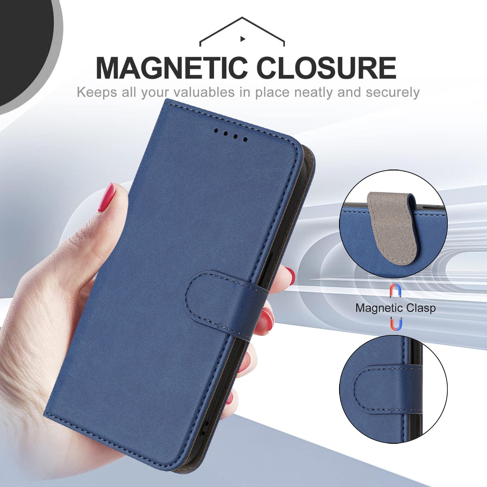 For-Samsung-Galaxy-S25-FE-Leather-Case-Solid-Color-Phone-Cover-with-Wallet-Sapphire
