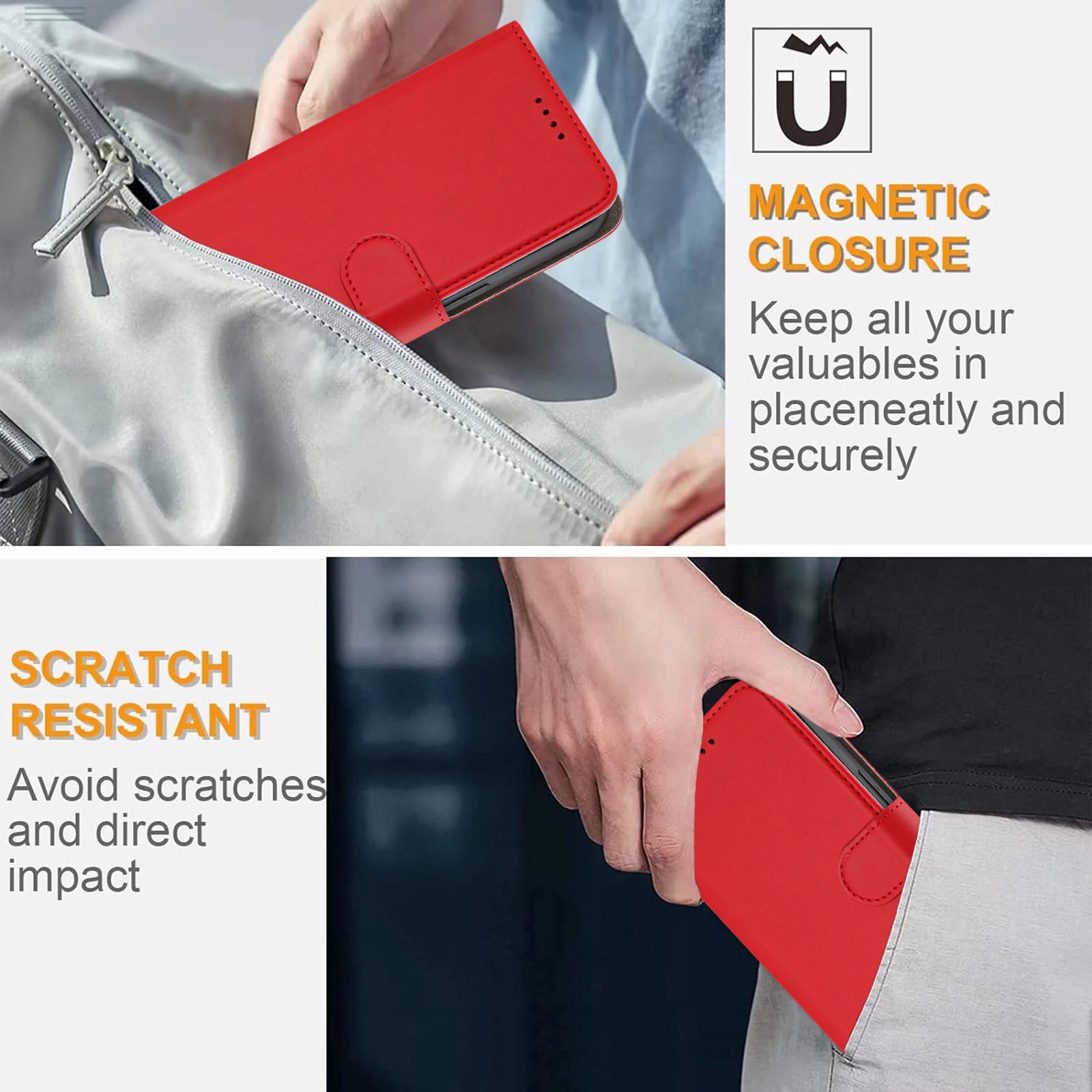 For-Samsung-Galaxy-S25-FE-Leather-Case-Solid-Color-Phone-Cover-with-Wallet-Red