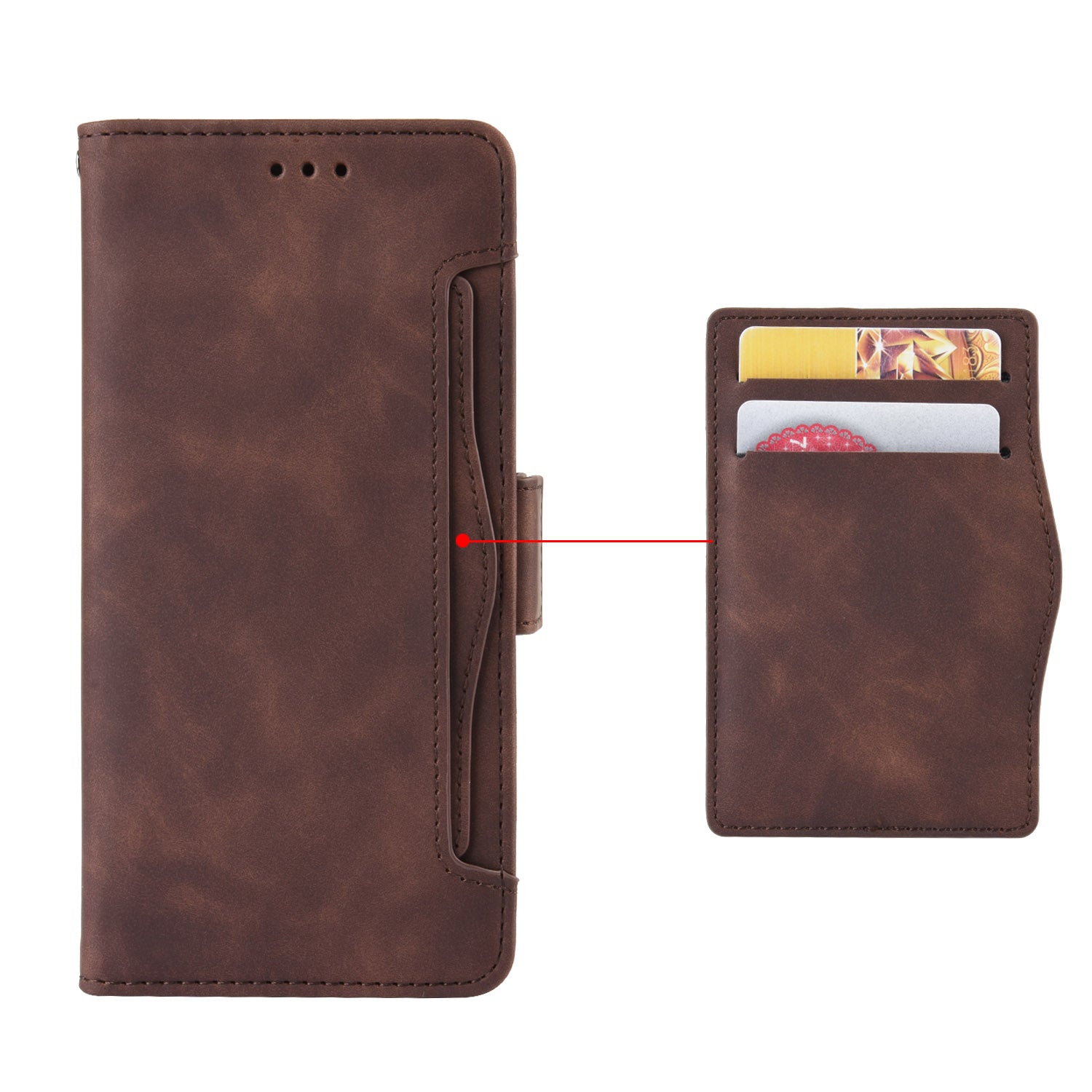 For-Xiaomi-Redmi-15-4G-(EU)-(171mm)-Leather-Case-Phone-Wallet-Cover-with-Multiple-Card-Slots-Brown