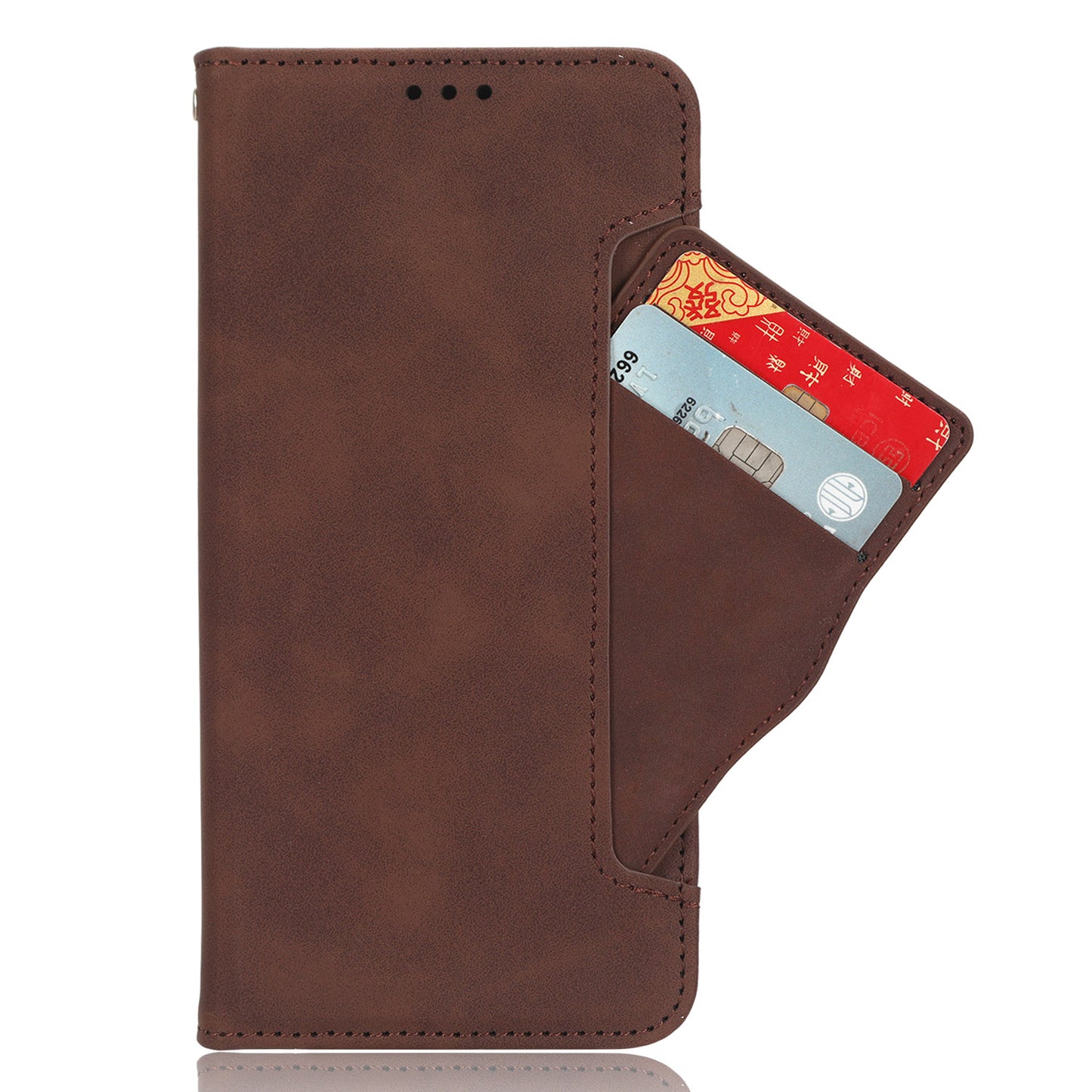 For-Xiaomi-Redmi-15-4G-(EU)-(171mm)-Leather-Case-Phone-Wallet-Cover-with-Multiple-Card-Slots-Brown