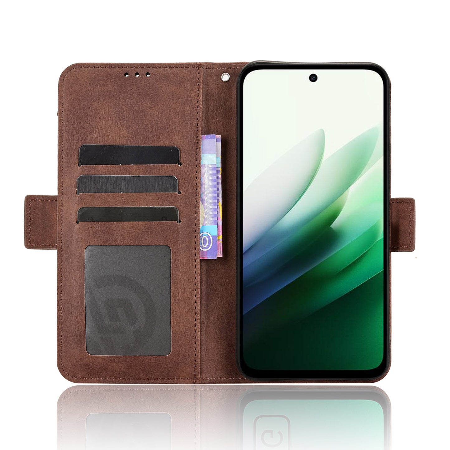 For-Xiaomi-Redmi-15-4G-(EU)-(171mm)-Leather-Case-Phone-Wallet-Cover-with-Multiple-Card-Slots-Brown