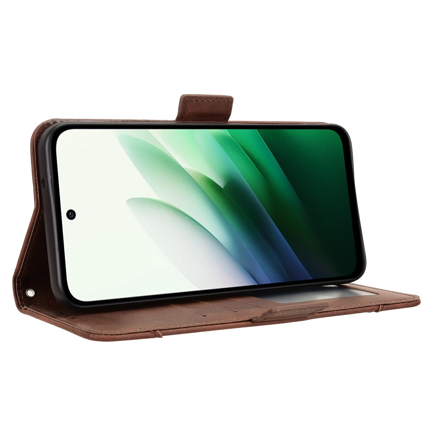 For-Xiaomi-Redmi-15-4G-(EU)-(171mm)-Leather-Case-Phone-Wallet-Cover-with-Multiple-Card-Slots-Brown