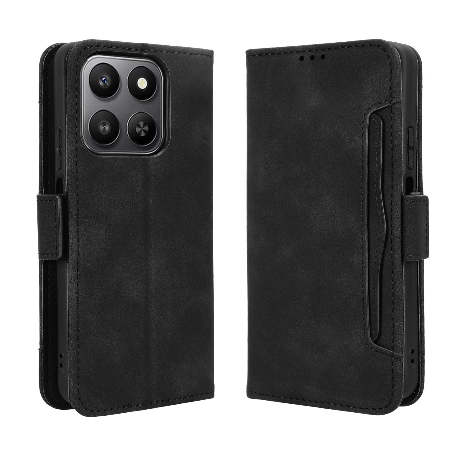 For-Honor-400-Smart-5G-/-4G-/-X7d-4G-Leather-Case-Phone-Wallet-Cover-with-Multiple-Card-Slots-Black