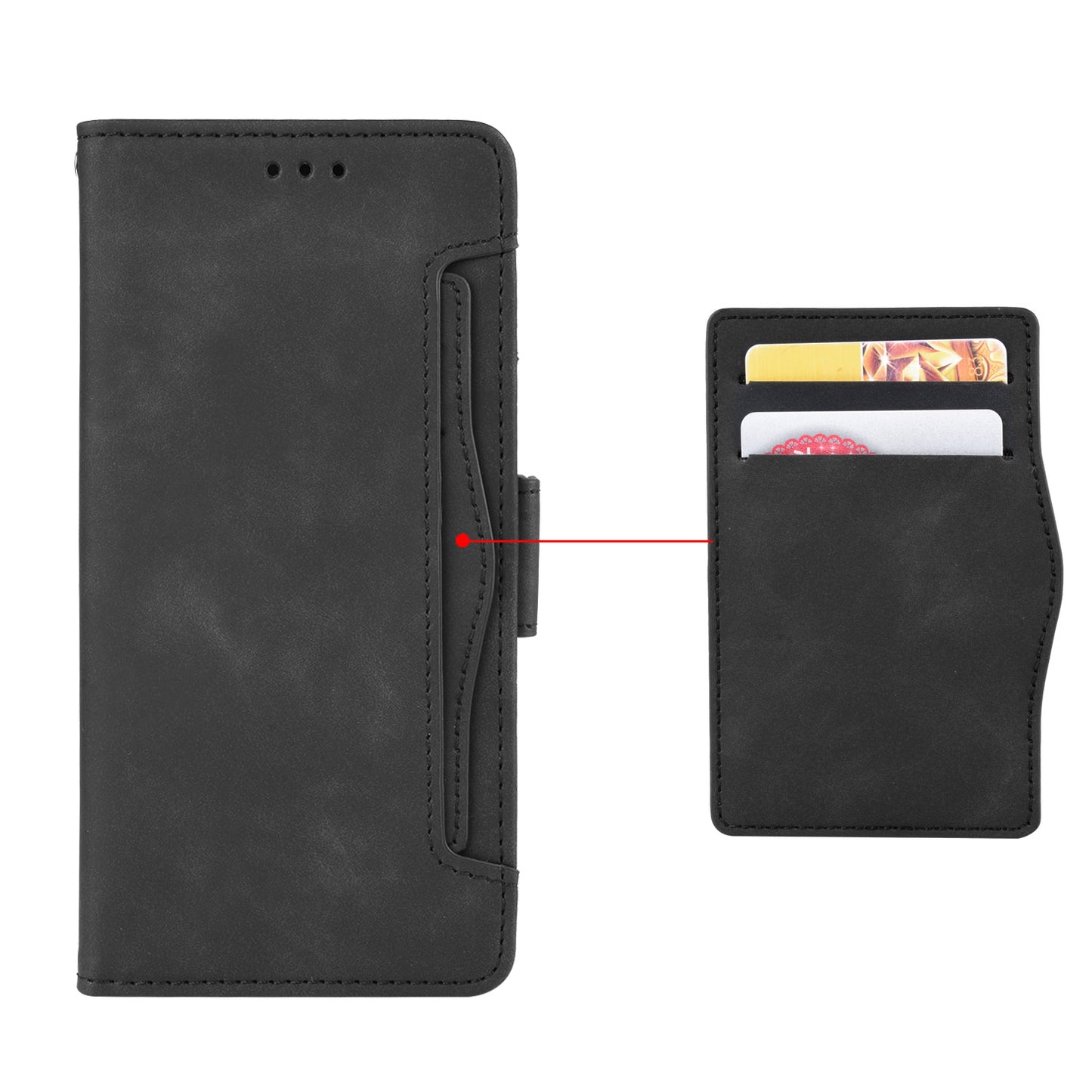 For-Honor-400-Smart-5G-/-4G-/-X7d-4G-Leather-Case-Phone-Wallet-Cover-with-Multiple-Card-Slots-Black