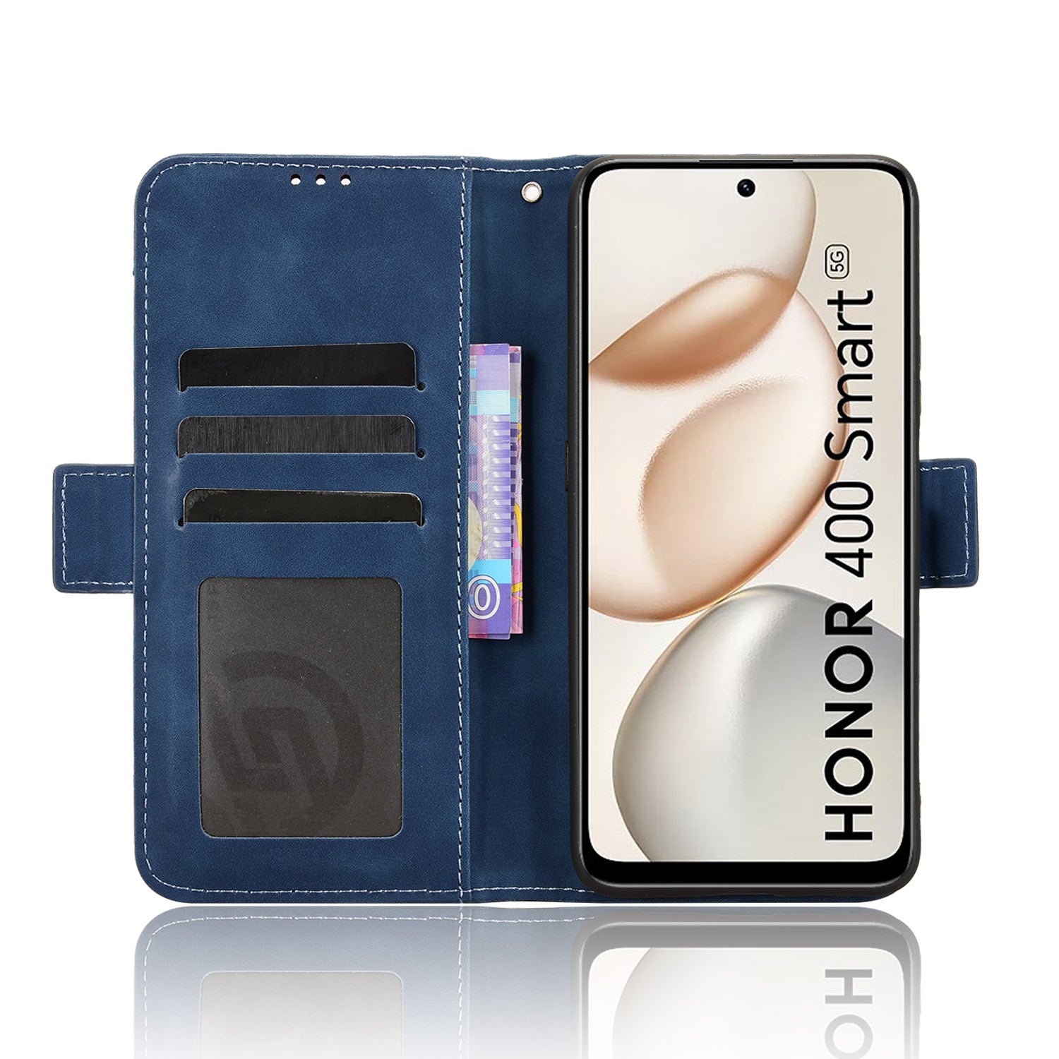 For-Honor-400-Smart-5G-/-4G-/-X7d-4G-Leather-Case-Phone-Wallet-Cover-with-Multiple-Card-Slots-Blue