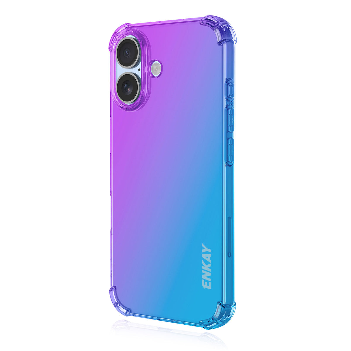 For-iPhone-16-TPU-Case-ENKAY-Thickened-Four-Corner-Drop-proof-Phone-Back-Cover-Purple-/-Blue