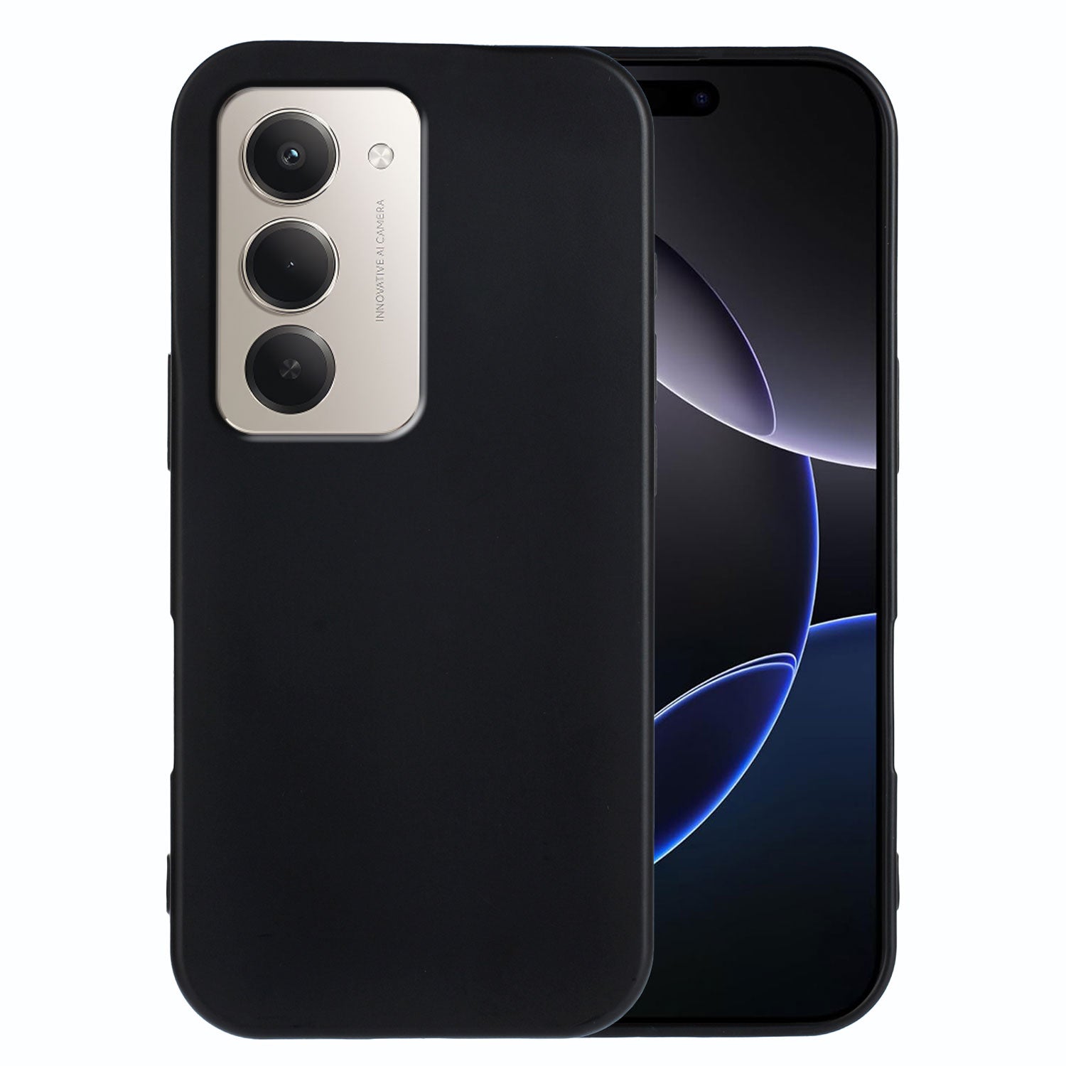 For-Xiaomi-Redmi-15-4G-(EU)-(171mm)-TPU-Case-Soft-Matte-Anti-fingerprint-Phone-Back-Cover-Black