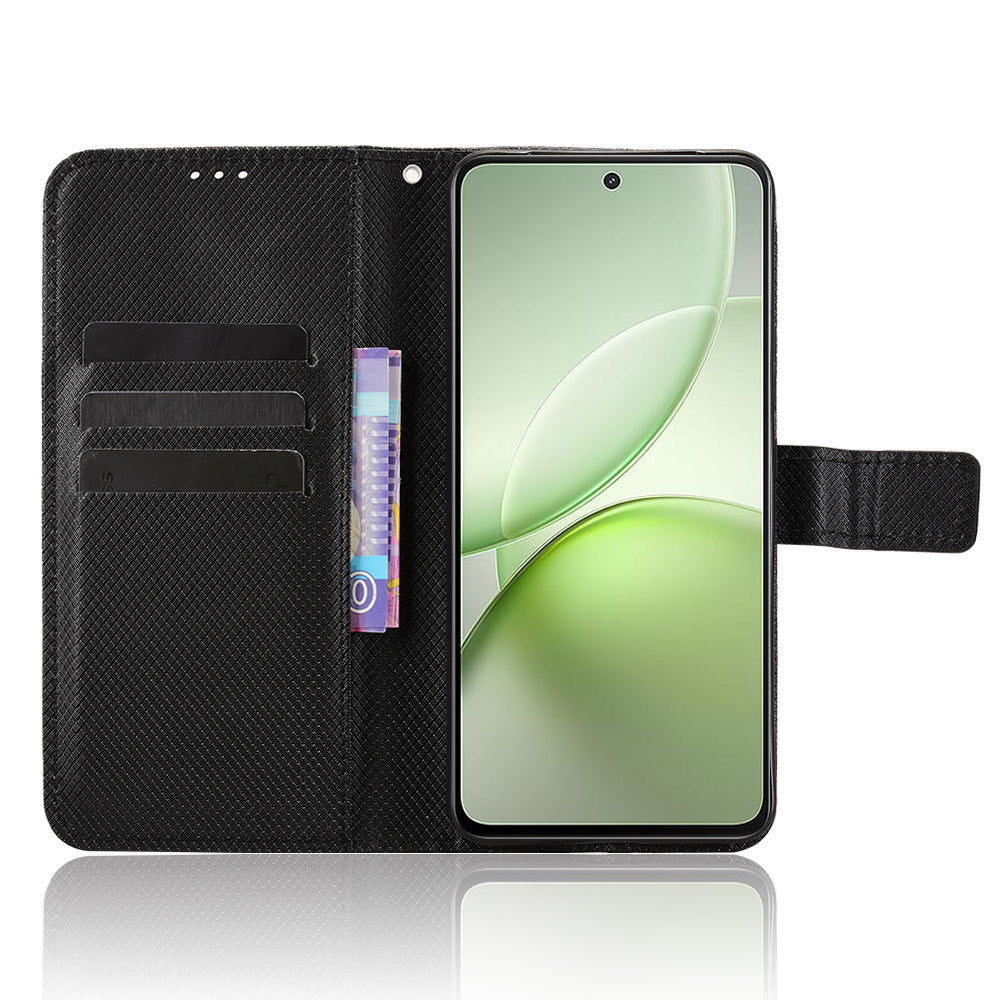 For-vivo-Y400-5G-/-vivo-Y400-4G-Leather-Wallet-Case-with-Strap-Diamond-Texture-Phone-Cover-Black