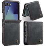 For-Samsung-Galaxy-Z-Flip7-5G-Case-CASEME-033-Series-RFID-Blocking-Wallet-Stand-Calf-Texture-Leather-Phone-Cover-Black