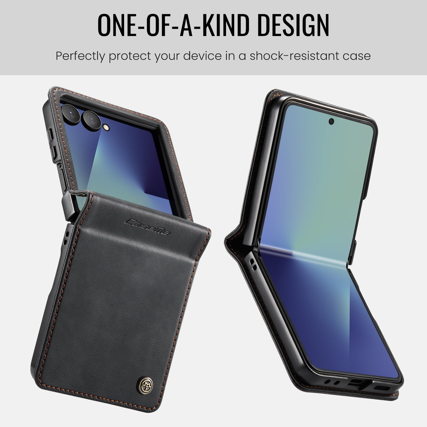 For-Samsung-Galaxy-Z-Flip7-5G-Case-CASEME-033-Series-RFID-Blocking-Wallet-Stand-Calf-Texture-Leather-Phone-Cover-Black