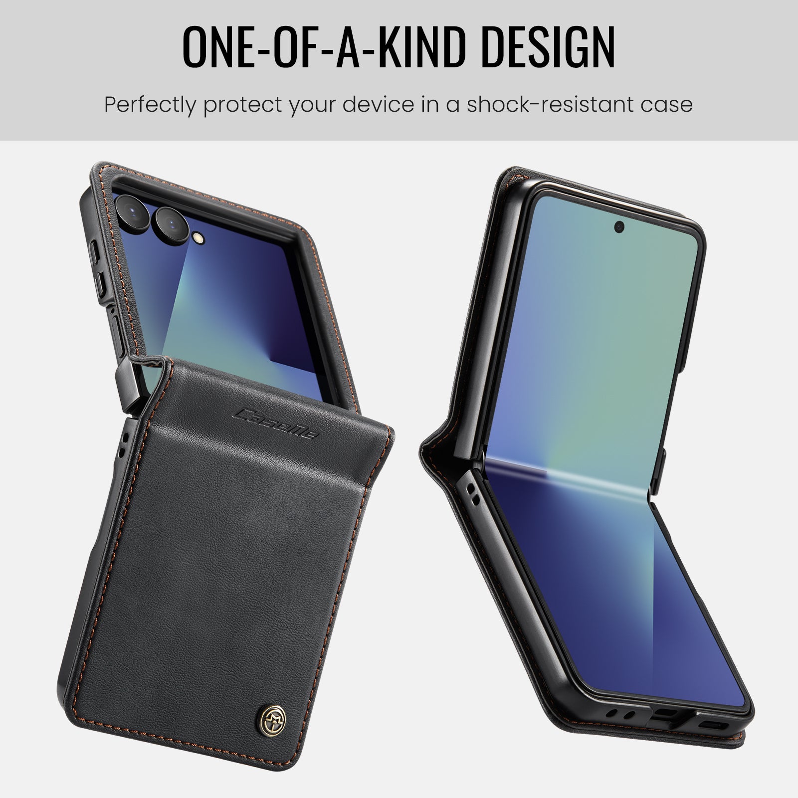 For-Samsung-Galaxy-Z-Flip7-5G-Case-CASEME-033-Series-RFID-Blocking-Wallet-Stand-Calf-Texture-Leather-Phone-Cover-Black