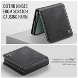 For-Samsung-Galaxy-Z-Flip7-5G-Case-CASEME-033-Series-RFID-Blocking-Wallet-Stand-Calf-Texture-Leather-Phone-Cover-Black