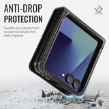 For-Samsung-Galaxy-Z-Flip7-5G-Case-CASEME-033-Series-RFID-Blocking-Wallet-Stand-Calf-Texture-Leather-Phone-Cover-Black