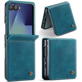 For-Samsung-Galaxy-Z-Flip7-5G-Case-CASEME-033-Series-RFID-Blocking-Wallet-Stand-Calf-Texture-Leather-Phone-Cover-Green
