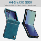 For-Samsung-Galaxy-Z-Flip7-5G-Case-CASEME-033-Series-RFID-Blocking-Wallet-Stand-Calf-Texture-Leather-Phone-Cover-Green