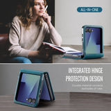 For-Samsung-Galaxy-Z-Flip7-5G-Case-CASEME-033-Series-RFID-Blocking-Wallet-Stand-Calf-Texture-Leather-Phone-Cover-Green