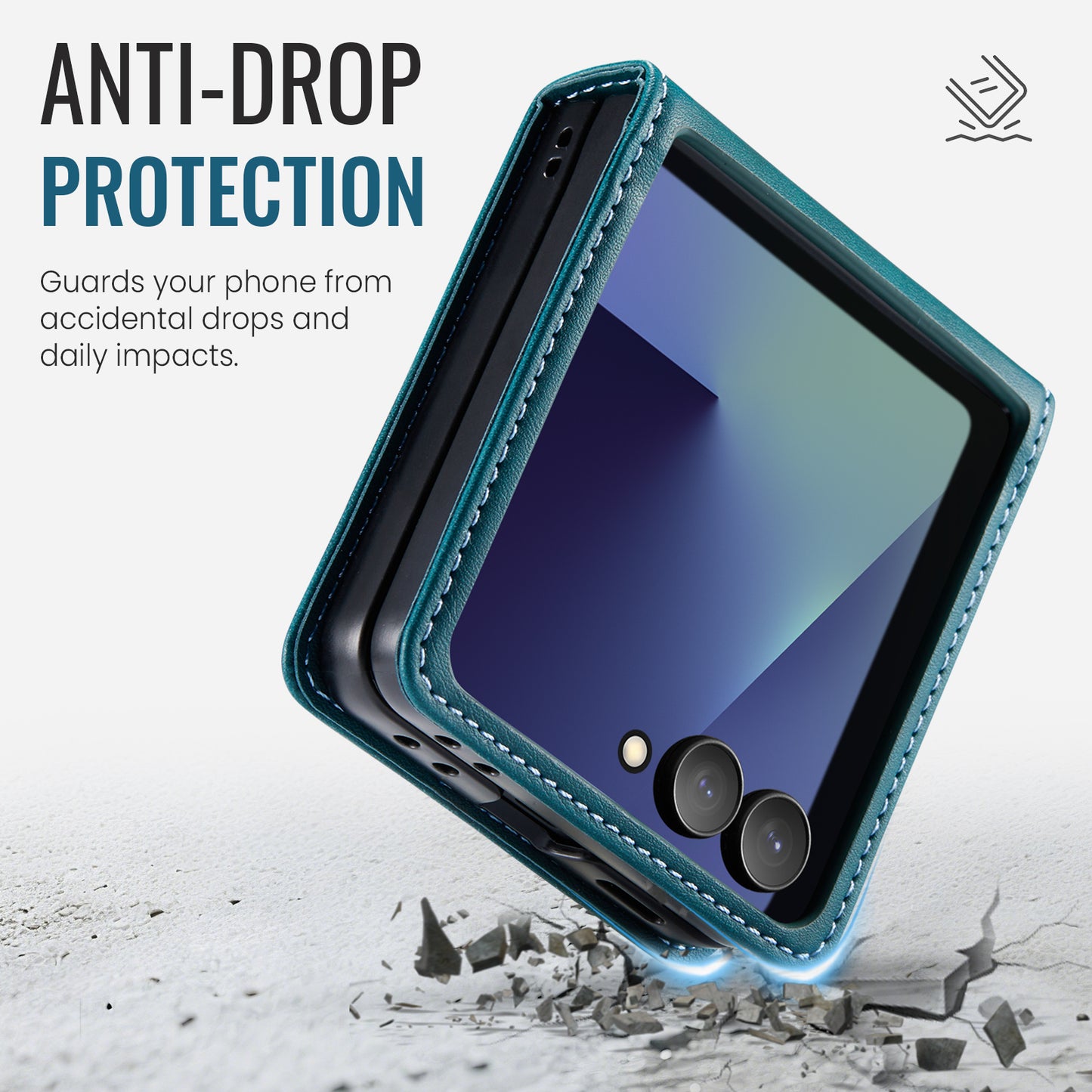 For-Samsung-Galaxy-Z-Flip7-5G-Case-CASEME-033-Series-RFID-Blocking-Wallet-Stand-Calf-Texture-Leather-Phone-Cover-Green