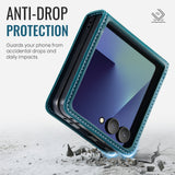 For-Samsung-Galaxy-Z-Flip7-5G-Case-CASEME-033-Series-RFID-Blocking-Wallet-Stand-Calf-Texture-Leather-Phone-Cover-Green