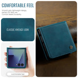 For-Samsung-Galaxy-Z-Flip7-5G-Case-CASEME-033-Series-RFID-Blocking-Wallet-Stand-Calf-Texture-Leather-Phone-Cover-Green