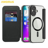 AMORUS-For-iPhone-17-Case-Compatible-with-MagSafe-RFID-Blocking-Card-Holder-Leather-Phone-Cover-Black