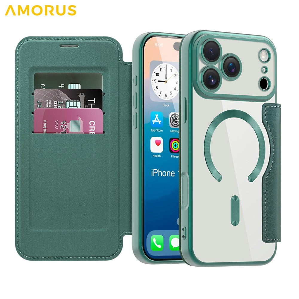 AMORUS-For-iPhone-17-Pro-Max-Case-Compatible-with-MagSafe-RFID-Blocking-Card-Holder-Leather-Phone-Cover-Blackish-Green