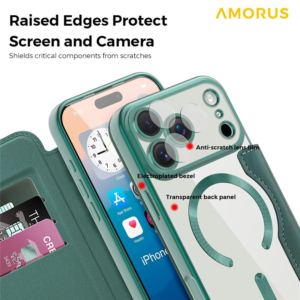 AMORUS-For-iPhone-17-Pro-Max-Case-Compatible-with-MagSafe-RFID-Blocking-Card-Holder-Leather-Phone-Cover-Blackish-Green