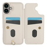 For-iPhone-17-Case-Card-Slots-Leather-Coated-TPU-Flower-Phone-Cover-with-2-Straps-Beige