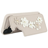 For-iPhone-17-Case-Card-Slots-Leather-Coated-TPU-Flower-Phone-Cover-with-2-Straps-Beige