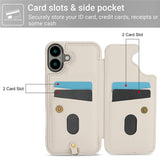 For-iPhone-17-Case-Card-Slots-Leather-Coated-TPU-Flower-Phone-Cover-with-2-Straps-Beige