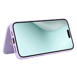 For-iPhone-17-Case-Card-Slots-Leather-Coated-TPU-Flower-Phone-Cover-with-2-Straps-Purple