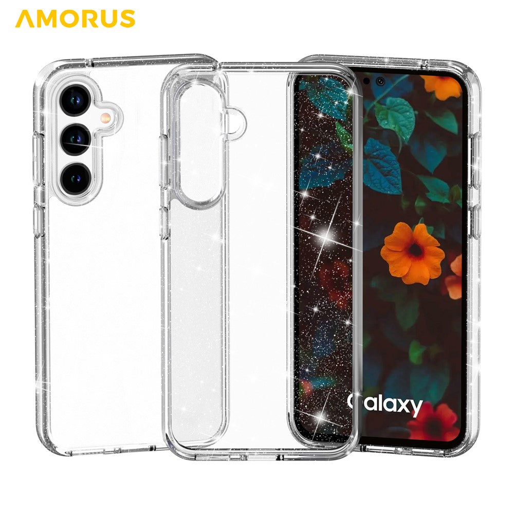 AMORUS-For-Samsung-Galaxy-A36-5G-/-A56-5G-Case-Soft-TPU-Hard-PC-Back-Shockproof-Phone-Cover-Glitter-White