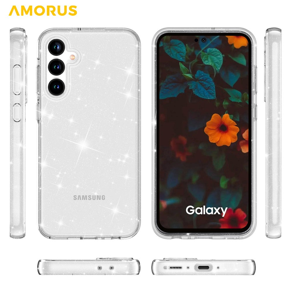 AMORUS-For-Samsung-Galaxy-A36-5G-/-A56-5G-Case-Soft-TPU-Hard-PC-Back-Shockproof-Phone-Cover-Glitter-White
