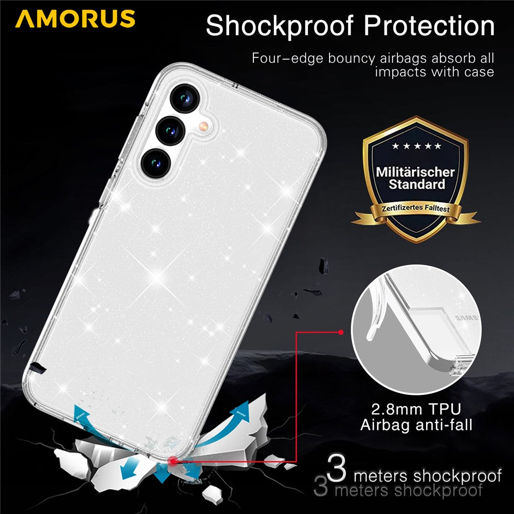AMORUS-For-Samsung-Galaxy-A36-5G-/-A56-5G-Case-Soft-TPU-Hard-PC-Back-Shockproof-Phone-Cover-Glitter-White