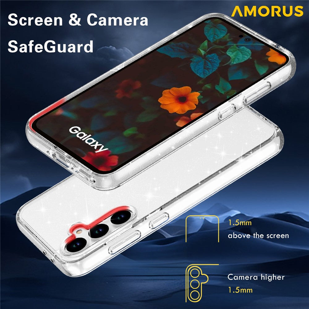 AMORUS-For-Samsung-Galaxy-A36-5G-/-A56-5G-Case-Soft-TPU-Hard-PC-Back-Shockproof-Phone-Cover-Glitter-White