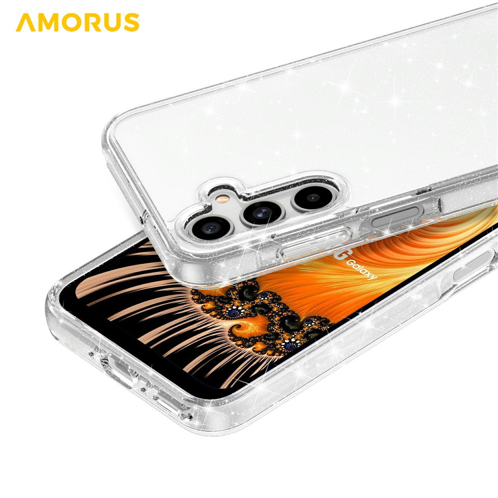 AMORUS-For-Samsung-Galaxy-A26-5G-/-A17-5G-Case-Soft-TPU-Hard-PC-Back-Shockproof-Phone-Cover-Glitter-White
