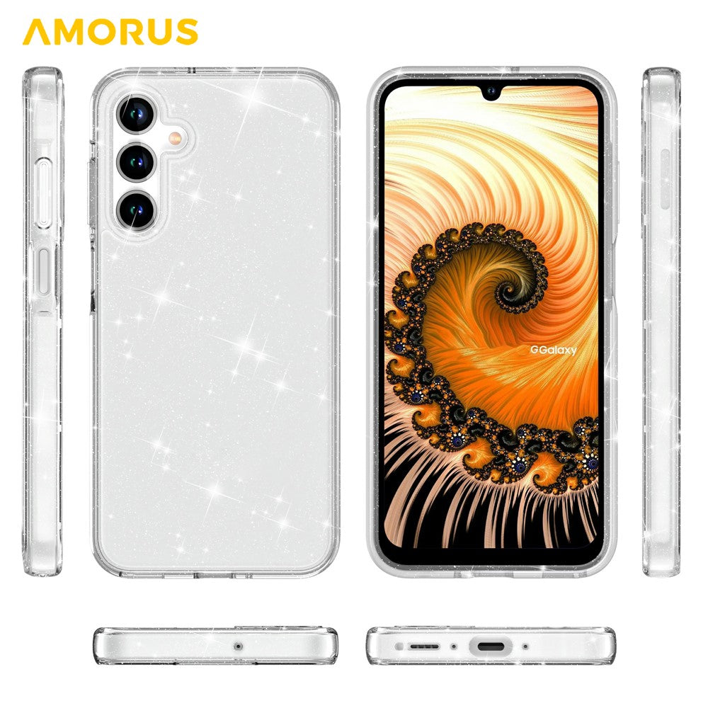 AMORUS-For-Samsung-Galaxy-A26-5G-/-A17-5G-Case-Soft-TPU-Hard-PC-Back-Shockproof-Phone-Cover-Glitter-White