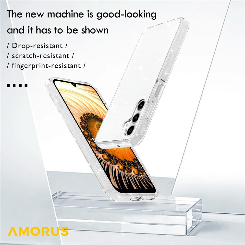 AMORUS-For-Samsung-Galaxy-A26-5G-/-A17-5G-Case-Soft-TPU-Hard-PC-Back-Shockproof-Phone-Cover-Glitter-White