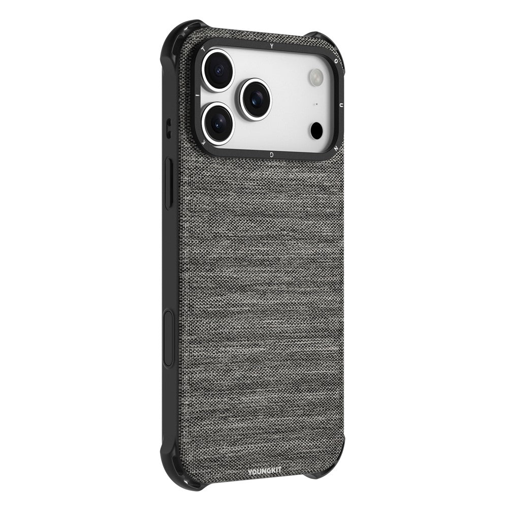 YOUNGKIT-For-iPhone-17-Pro-Max-Magnetic-Case-Jeans-Cloth-Texture-TPU-Canvas-Phone-Back-Cover-Grey